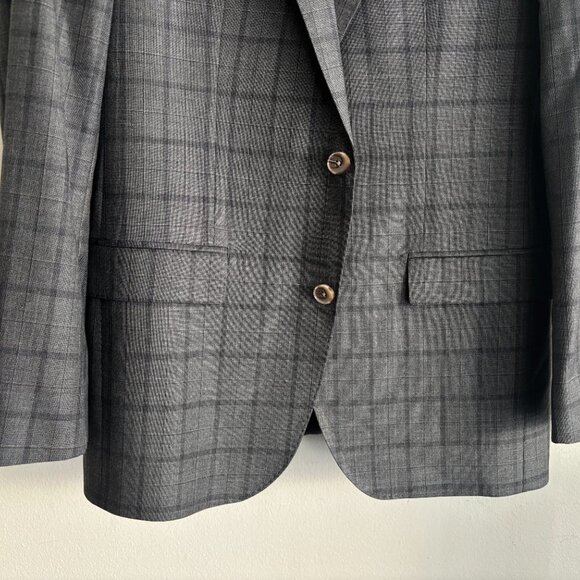 $1600 Jack Victor Grey Plaid Check Suit- 40, Pants 32 Made in Canada - Picture 3 of 16